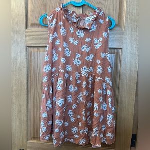 Orange Floral Ruffle Mock Neck Babydoll Blouse